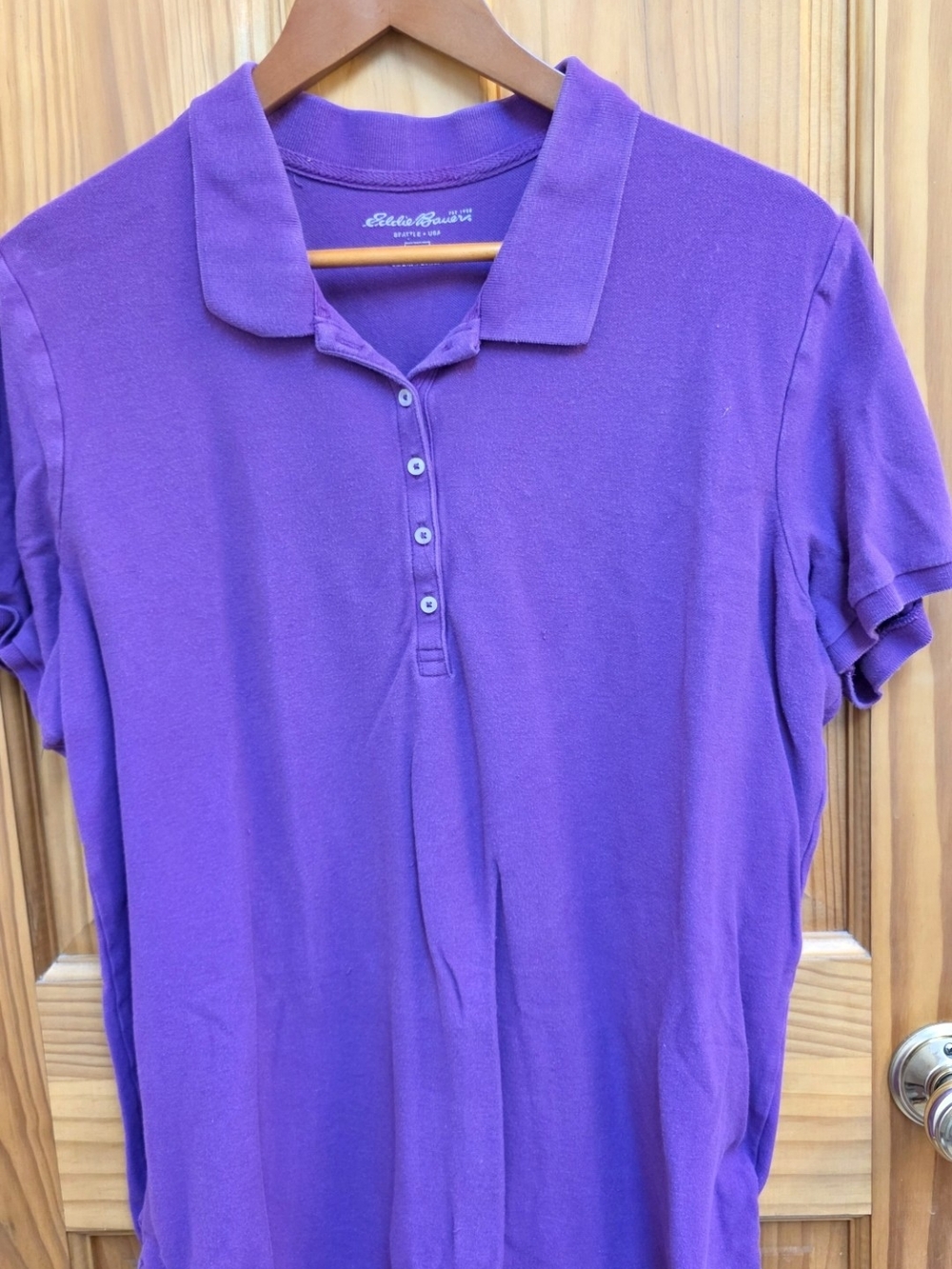Eddie Bauer Women’s Purple Polo Shirt with Button Placket
